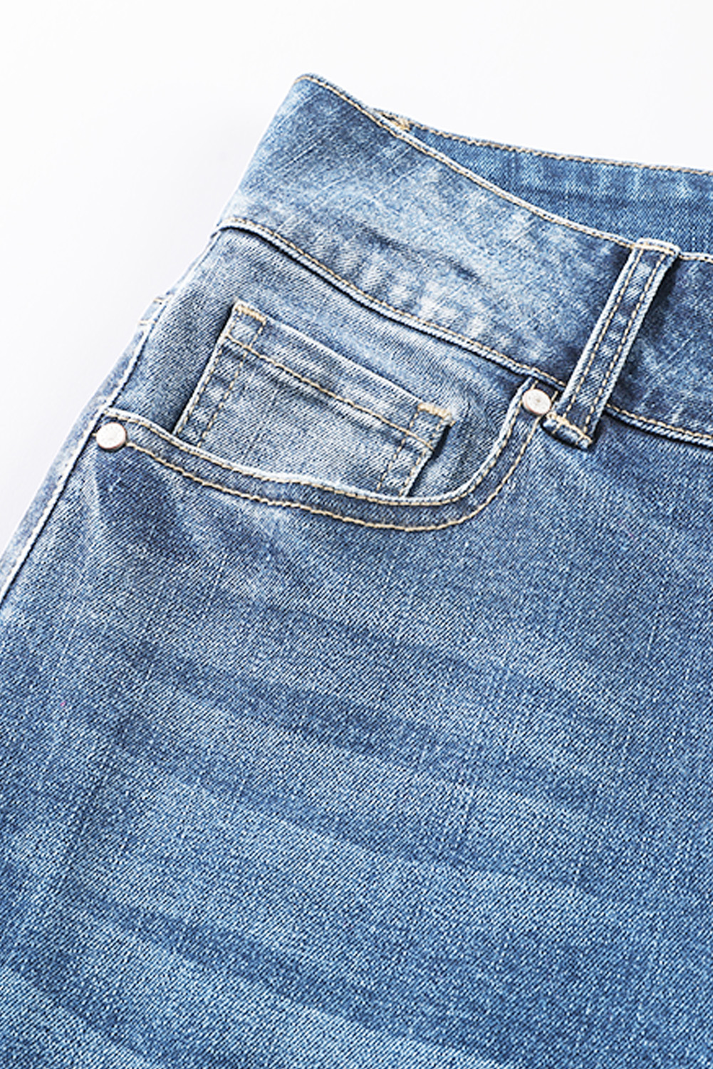 High Waist Distressed Straight Leg Jeans