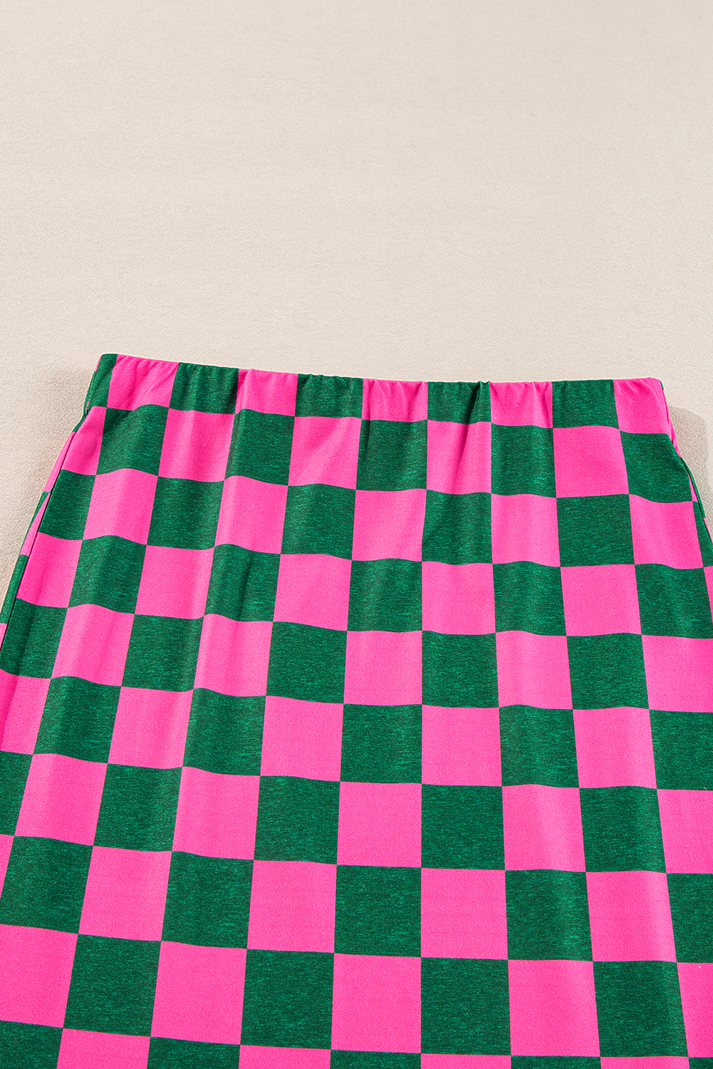 Black 2-Tone Checked Print High Waist Wide Leg Pants