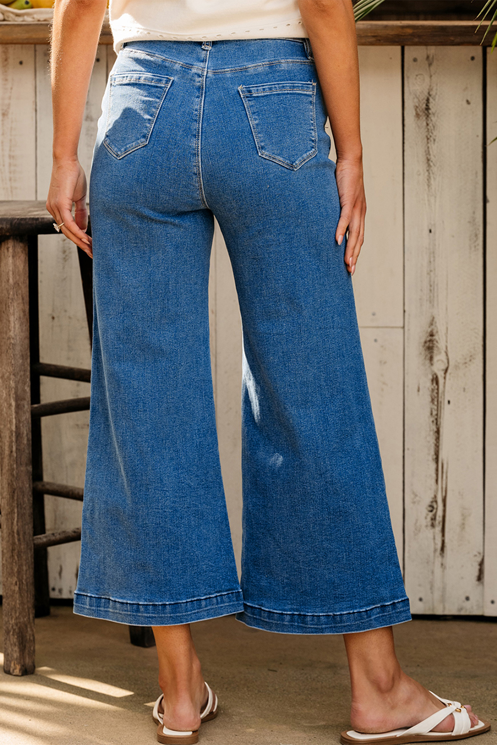 Black Plain Seam Detail Flared Bottom Ankle Length Jeans