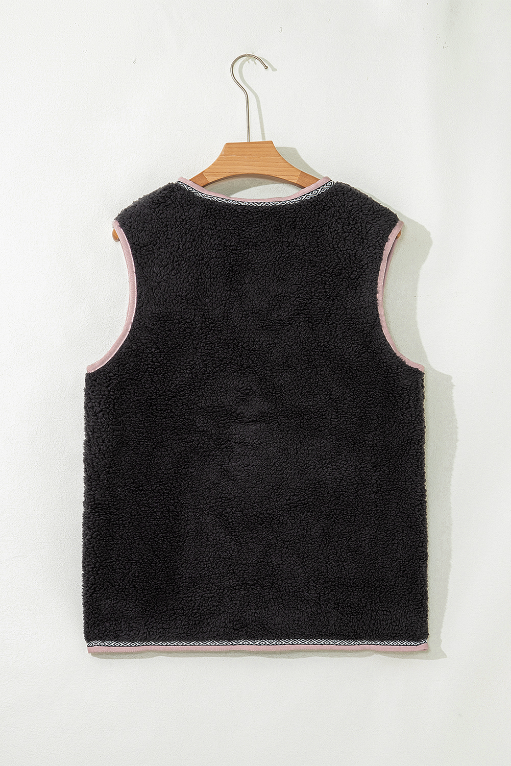 Dark Khaki Sherpa Contrast Trim Patch Pocket Cartridge Toggle Button Vest