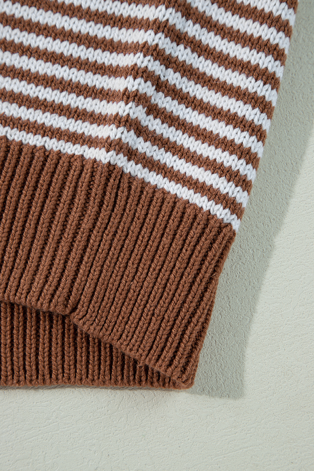 Gray Stripe Geometric Textured Drop Shoulder Sweater