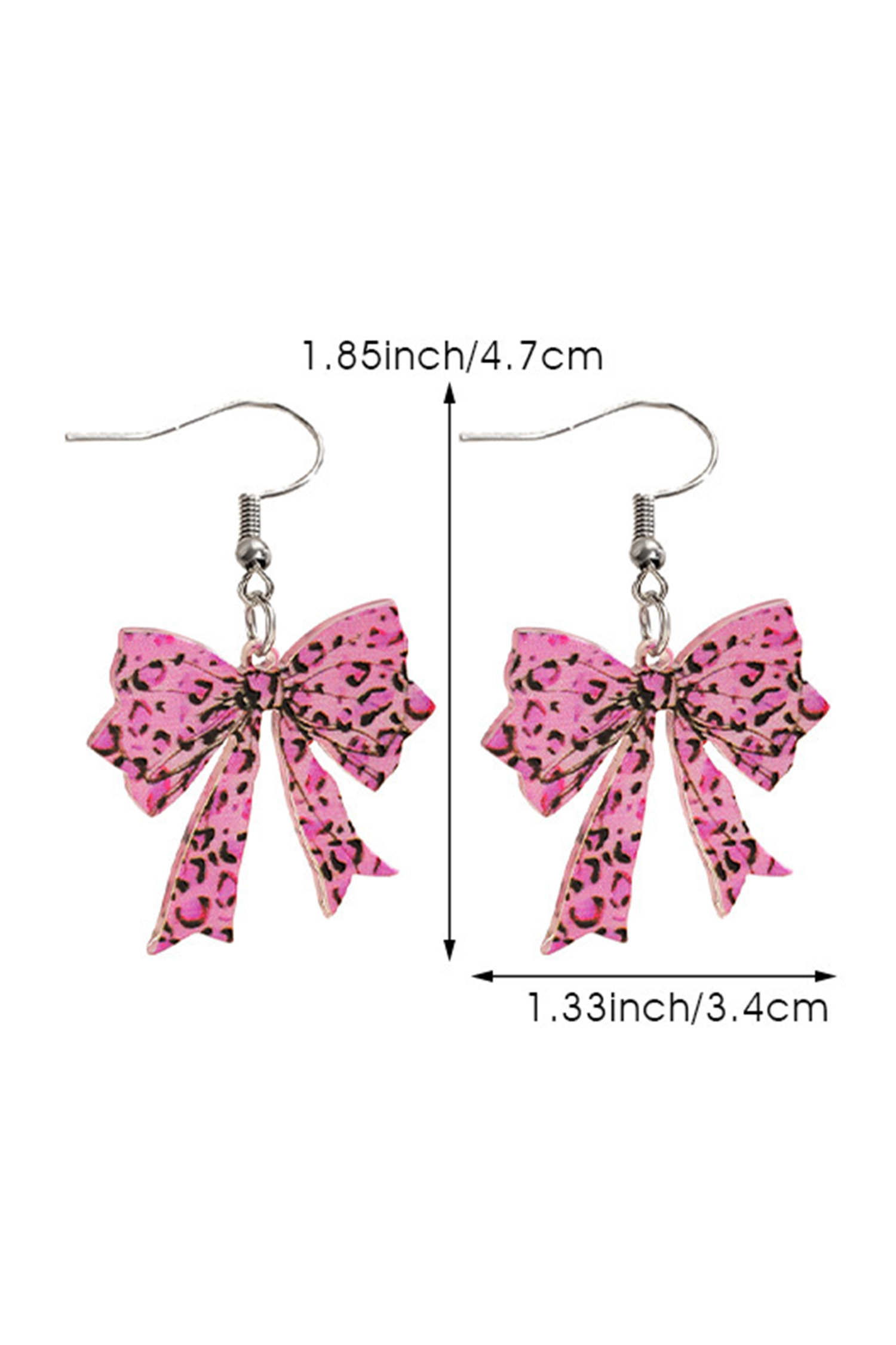 Cinnamon Stylish Leopard Printed Bow Stainless Hook Earrings