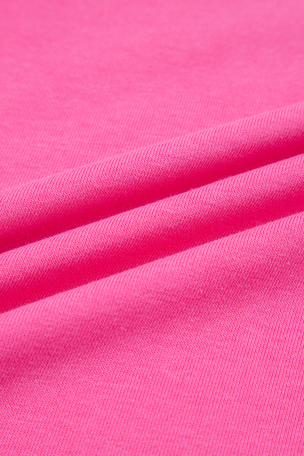 Bright Pink Raw Edge Half Buttons Pullover and Jogger Pants Set