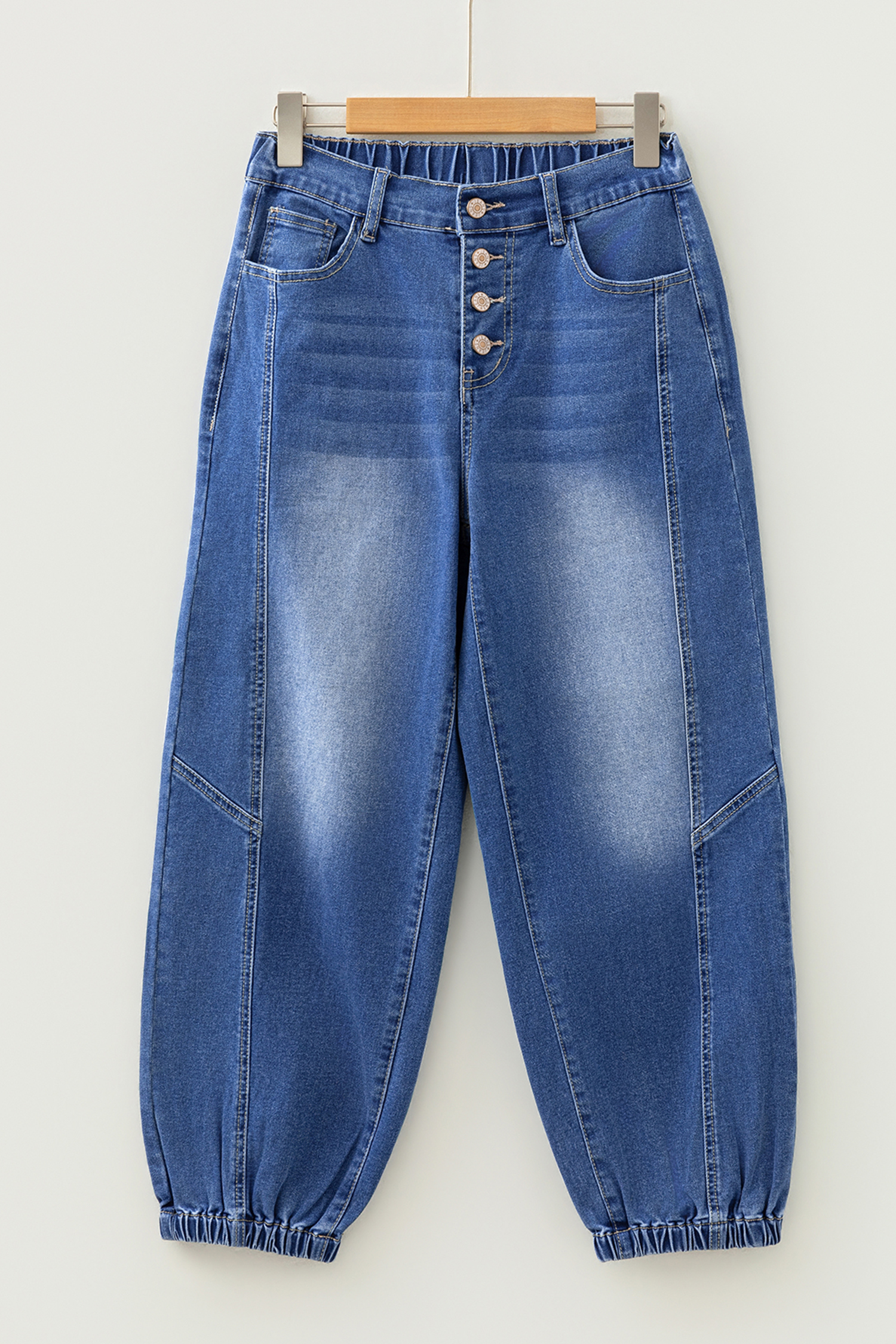Dusk Blue Loose Straight Leg Cropped High Waist Jeans