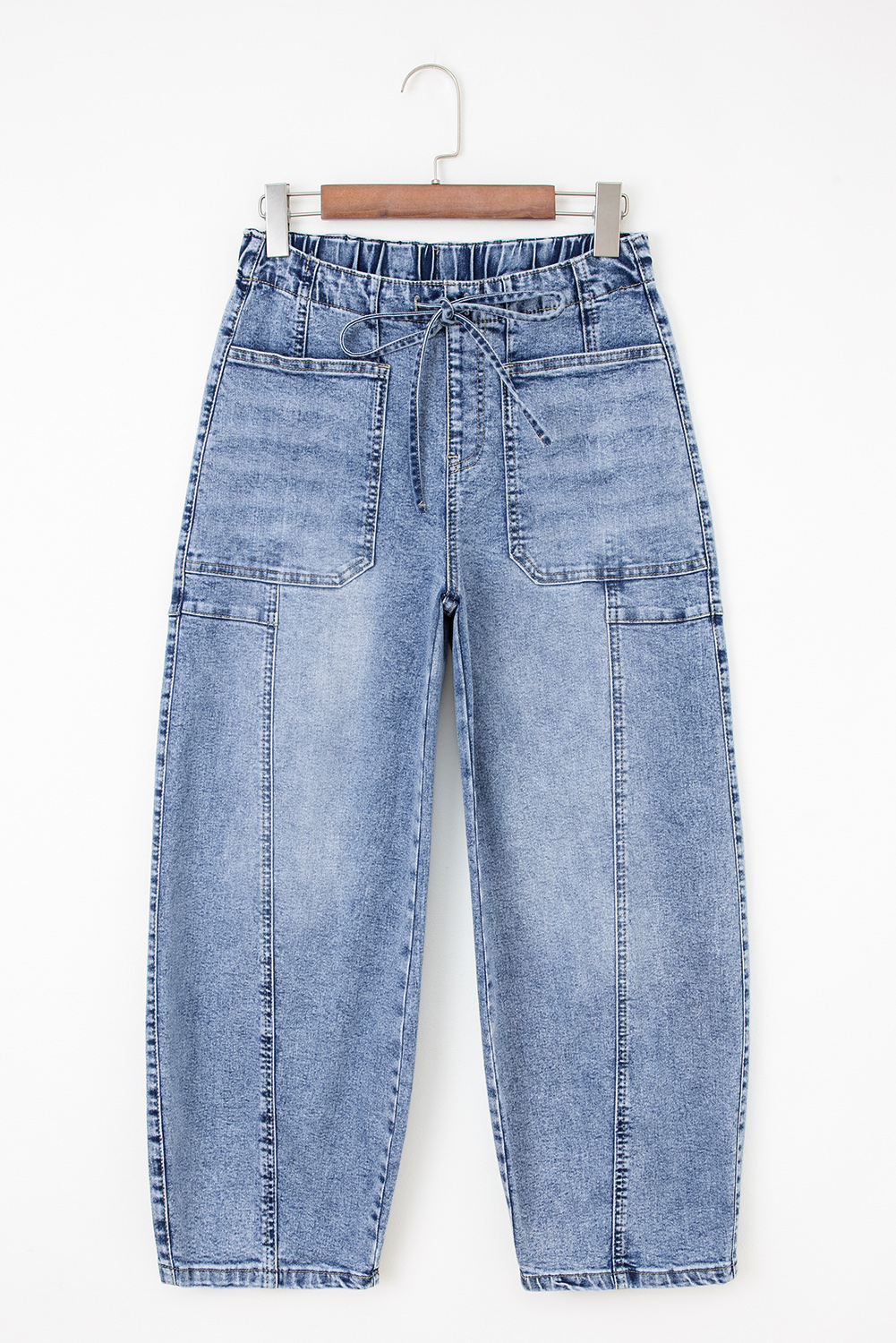 Myosotis Large Patch Pocket Drawstring Paperbag Waist Barrel Jeans
