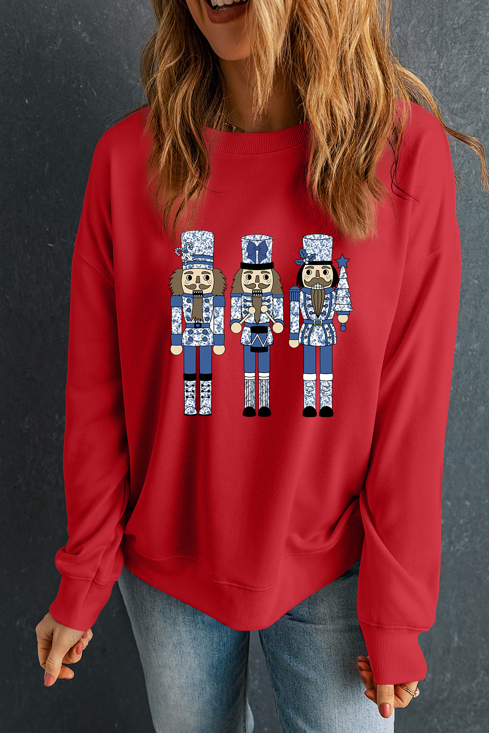 Red Christmas Nutcracker Men Guard Graphic Pullover Sweatshirt