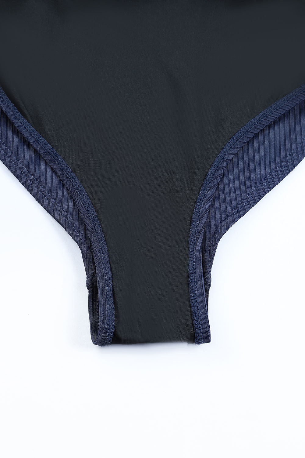 Blue Adjustable Straps Ribbed Knit One Piece Swimsuit