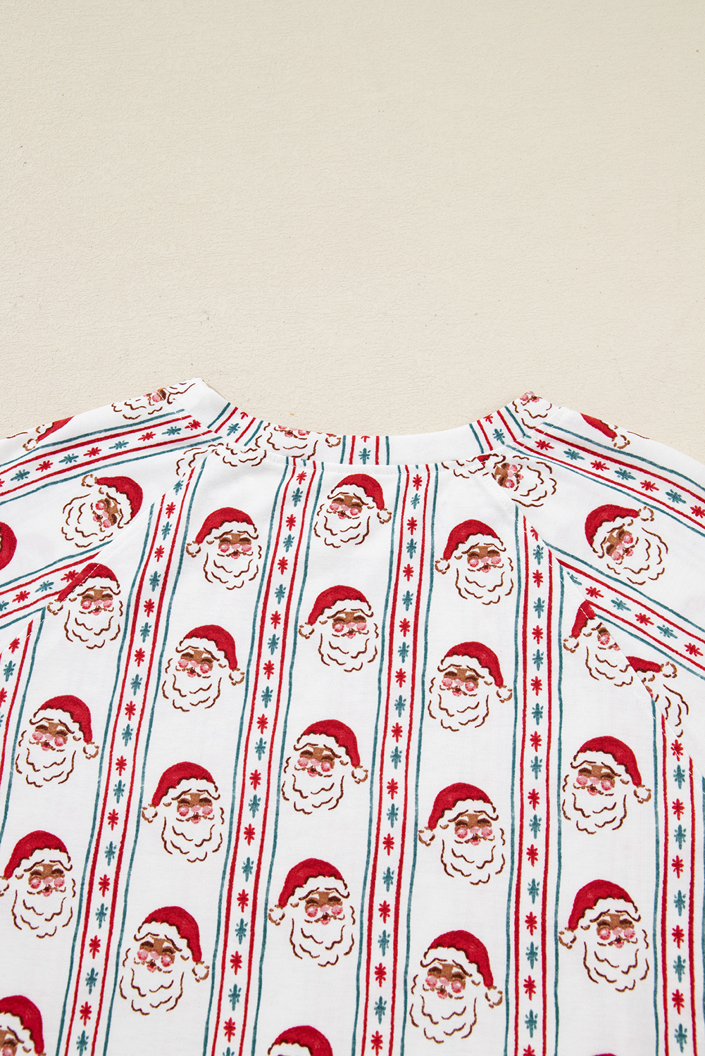 White Father Christmas Striped Print Contrast Drawstring Lounge Pant Set