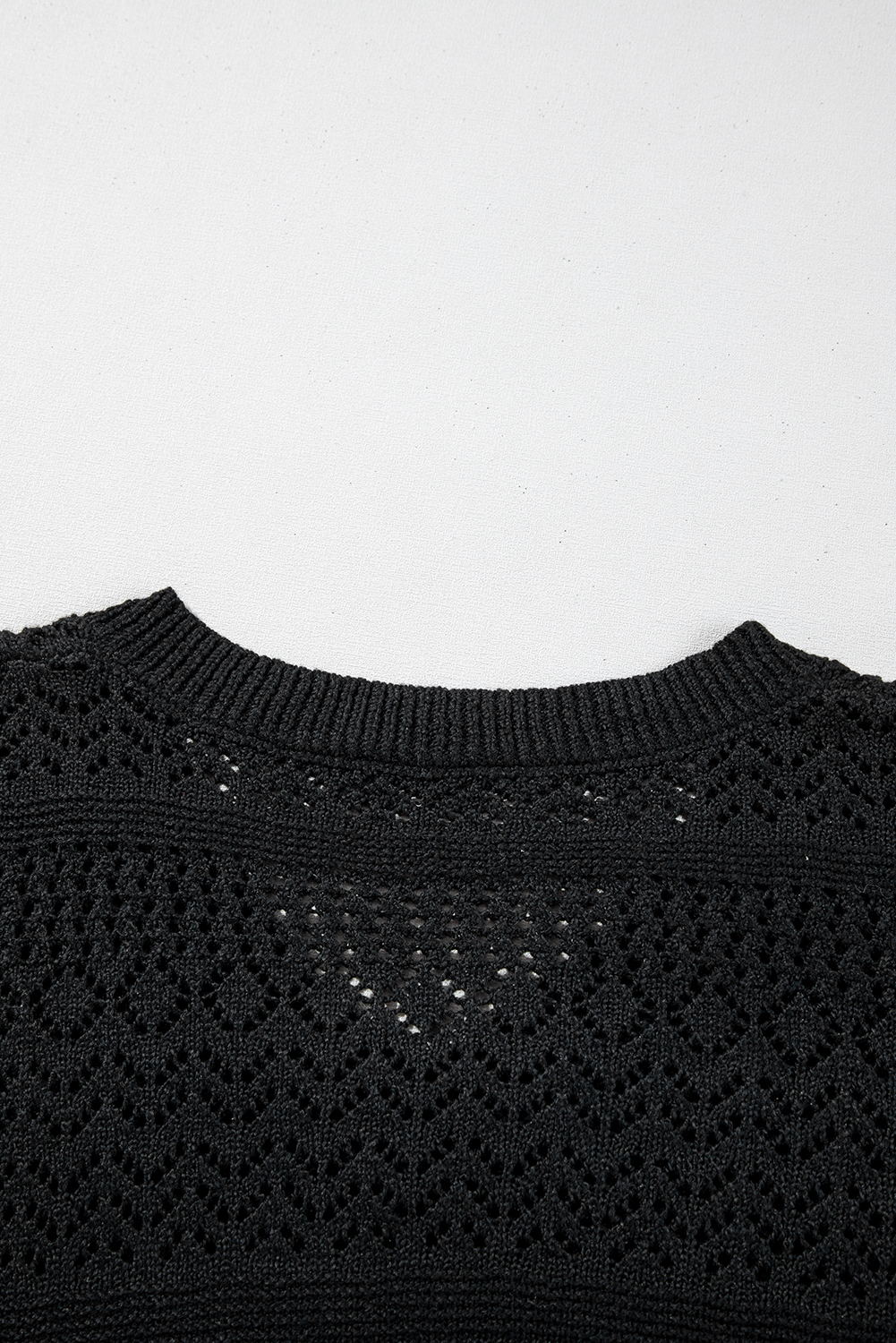 Sky Blue Eyelet Pattern Detail V Neck Drop Shoulder Sweater