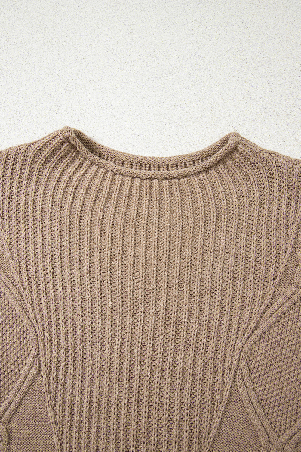 Smoke Gray Textured Knit High Neck Sweater T Shirt