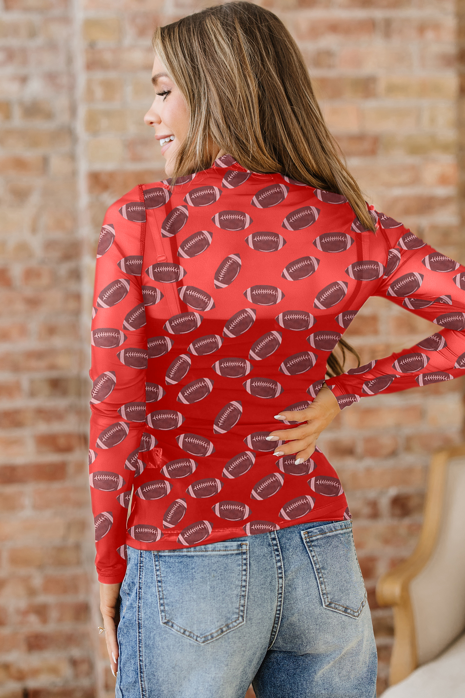 Black Christmas Fashion Print Slim Fit Long Sleeve Top