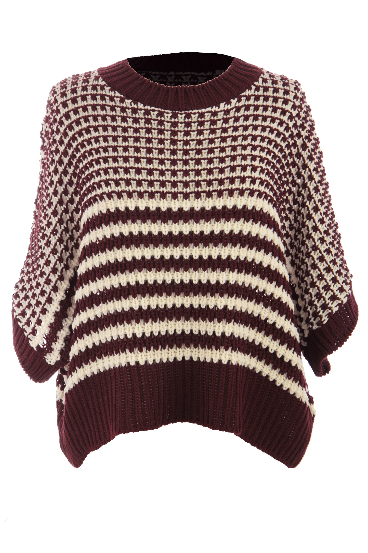 Black Stripe 3/4 Draped Sleeve Slouchy Sweater