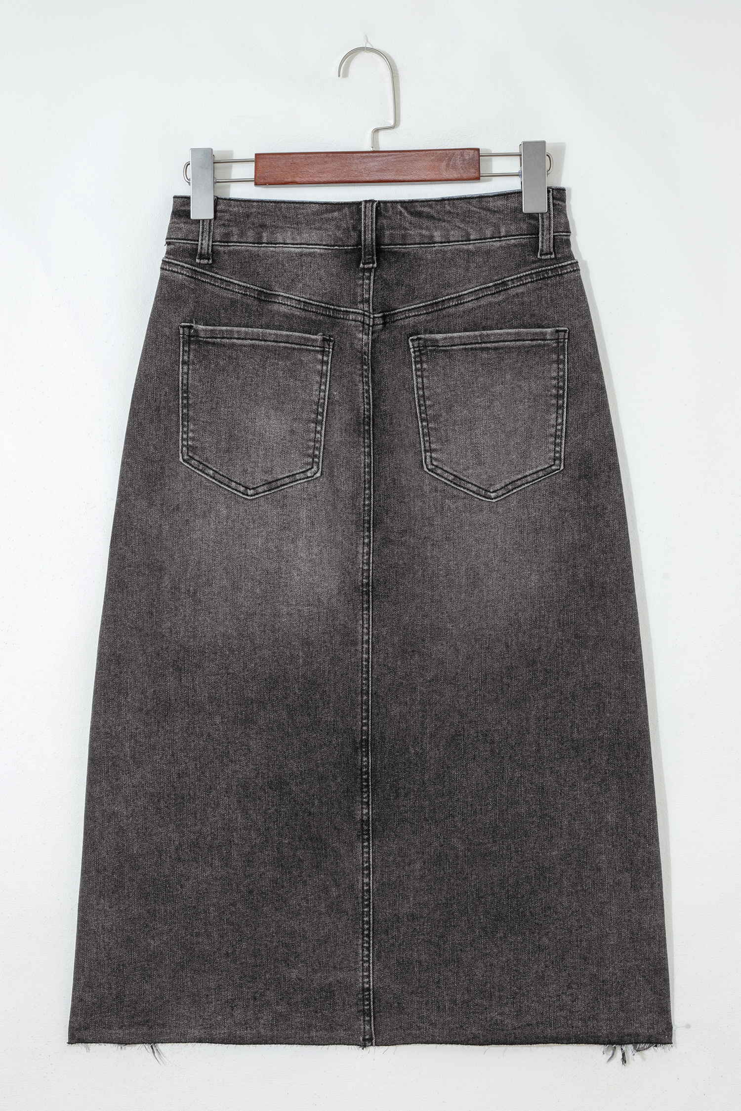 Sail Blue Dearlove Irregular Distressed Bottom Denim Midi Skirt