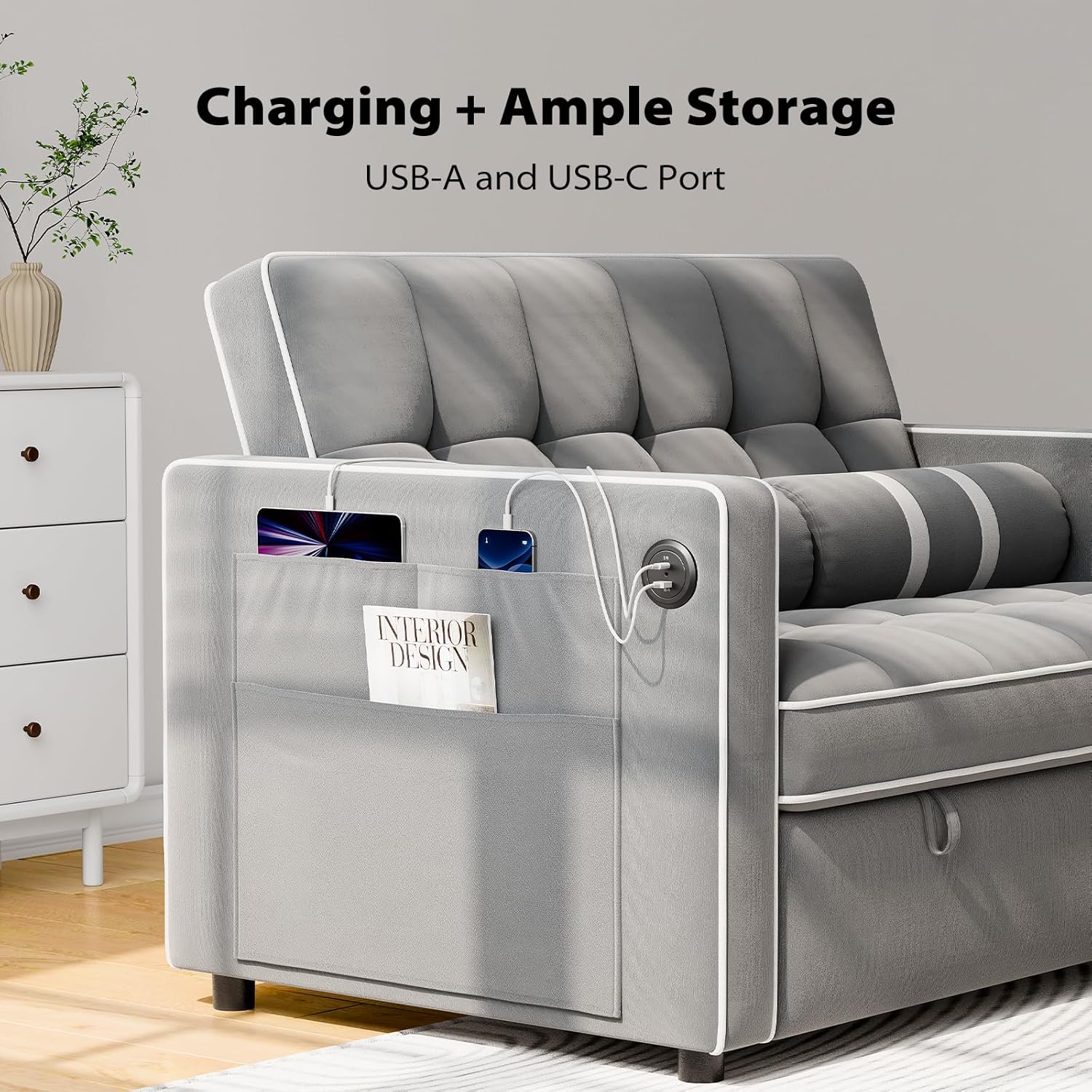 3 in 1 Convertible Sleeper Sofa Bed