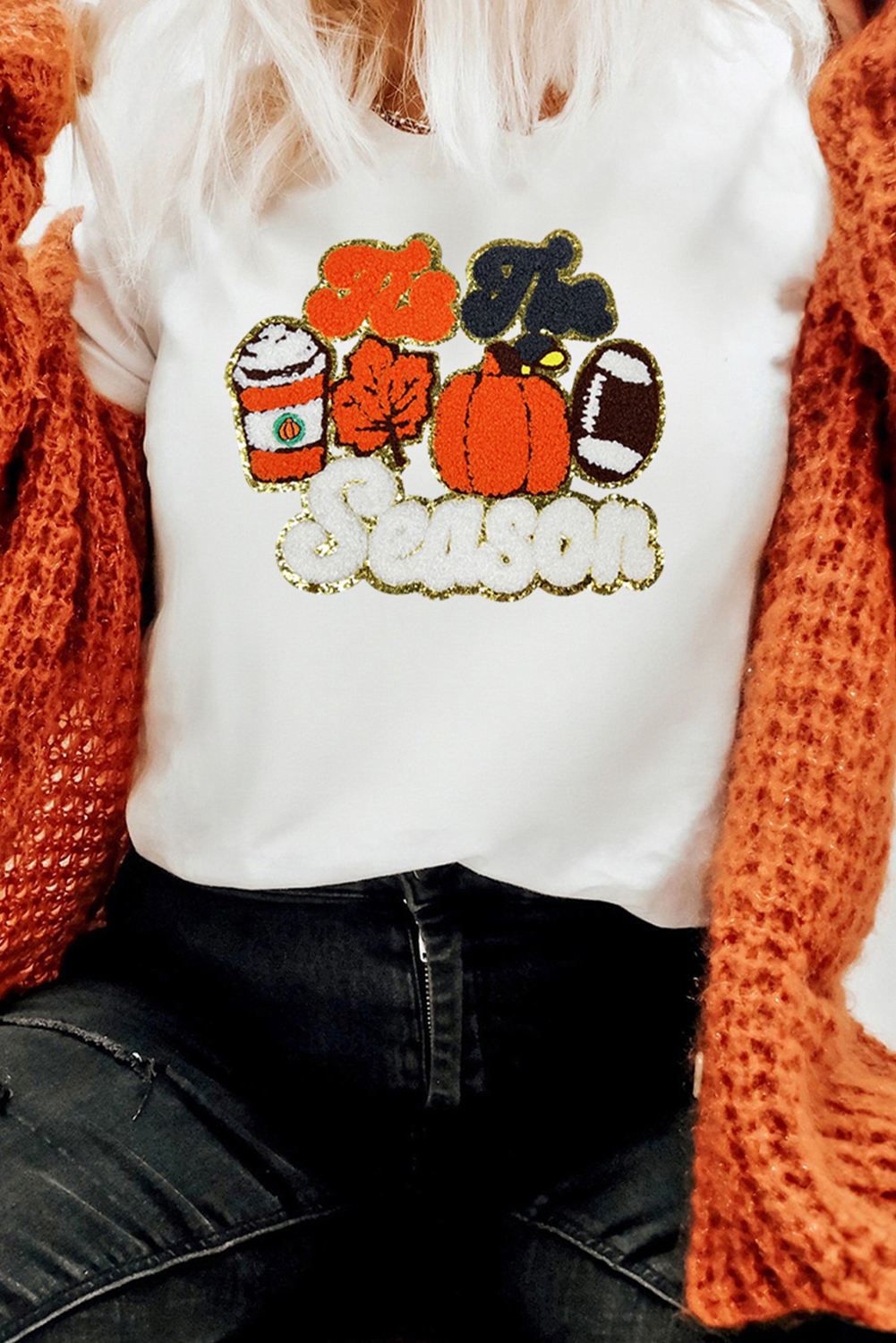White Tis The Season Pumpkin Spice Latte Lover Graphic Crewneck T Shirt