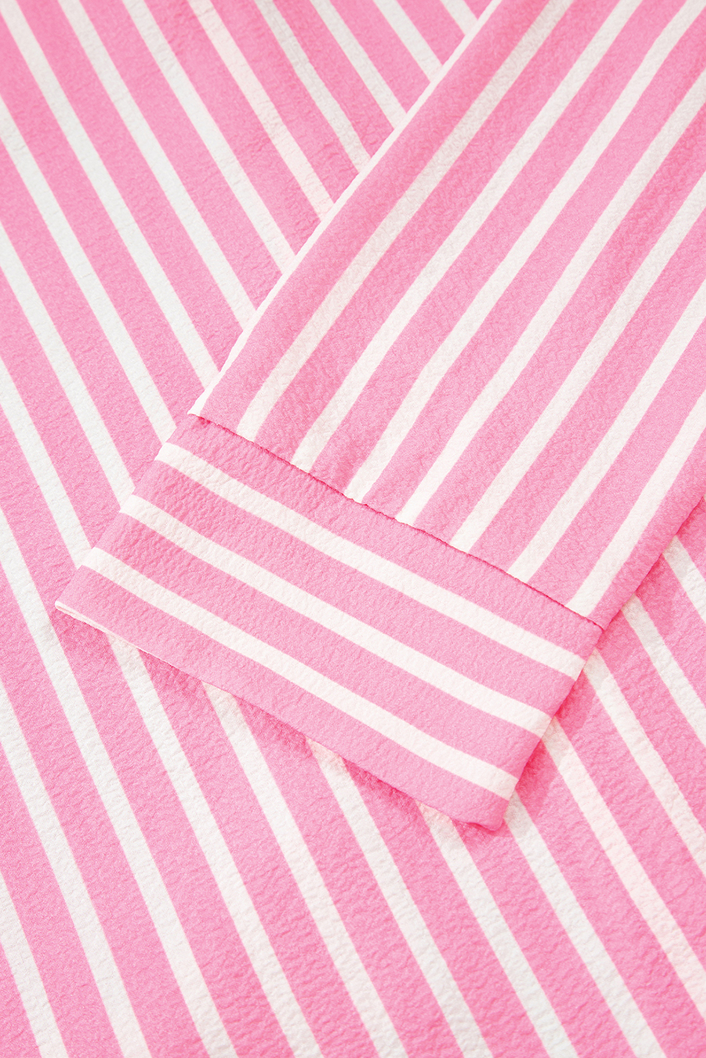 Pink Stripe Buttoned Front Long Sleeve Top and Pants 2 Piece Sleepwear