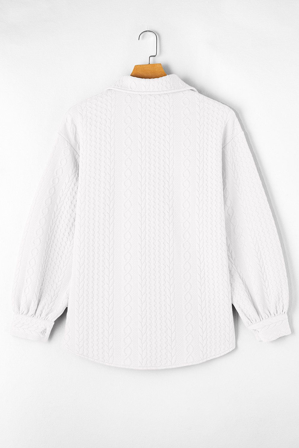 Sepia Rose Cable Texture Puff Sleeve Loose Shacket