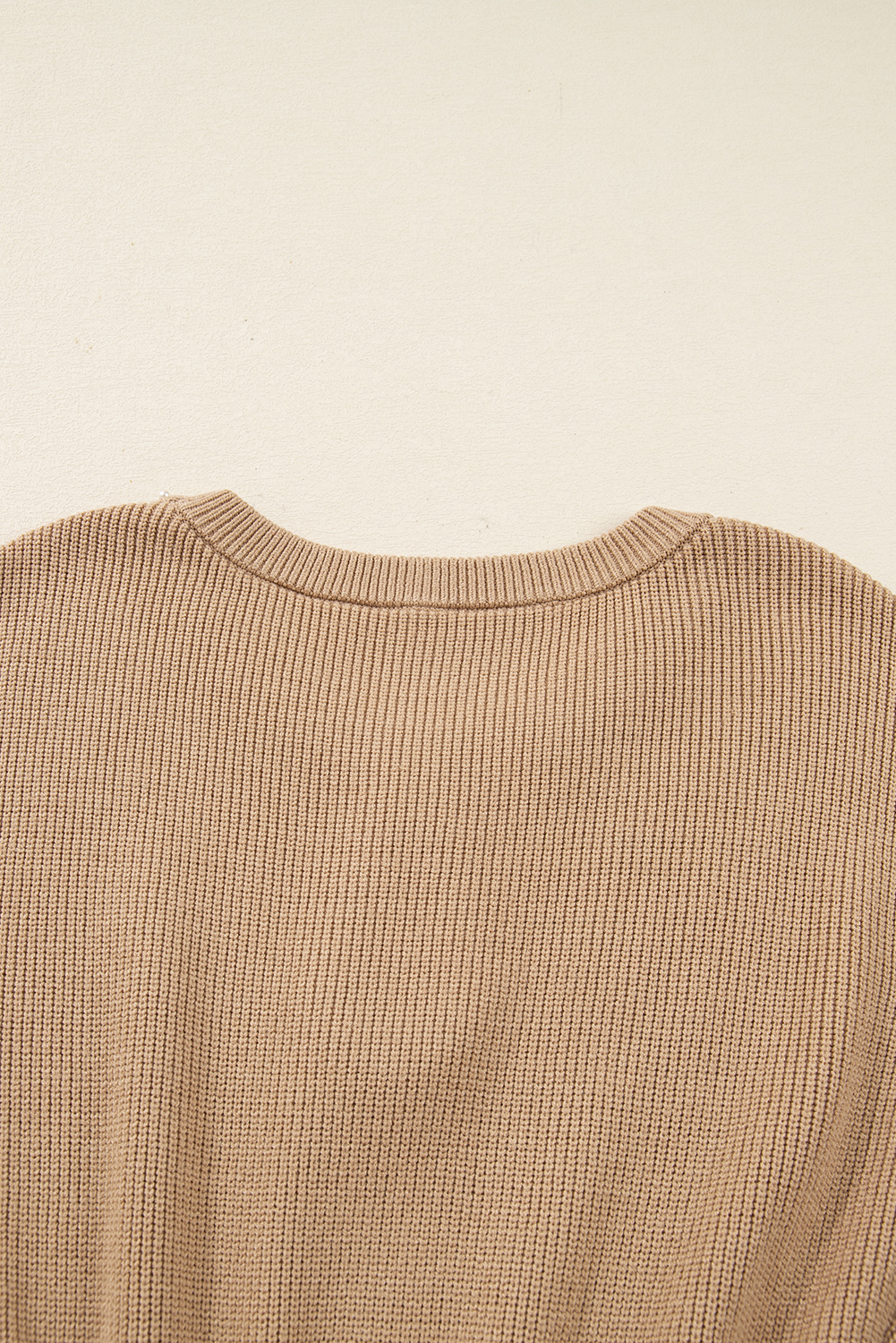 Smoke Gray Pearl Embellished Keyhole Ribbed Sweater Dress