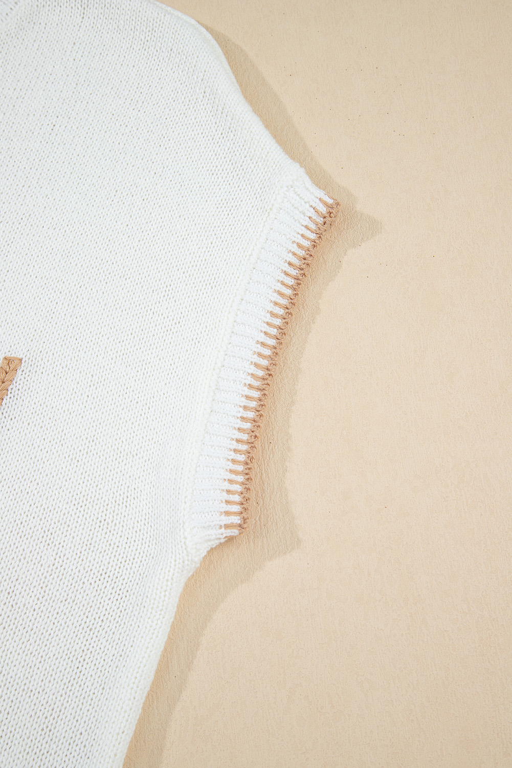 White Knitted YEEHAW Stitch Edge Crew Neck Sweater T Shirt