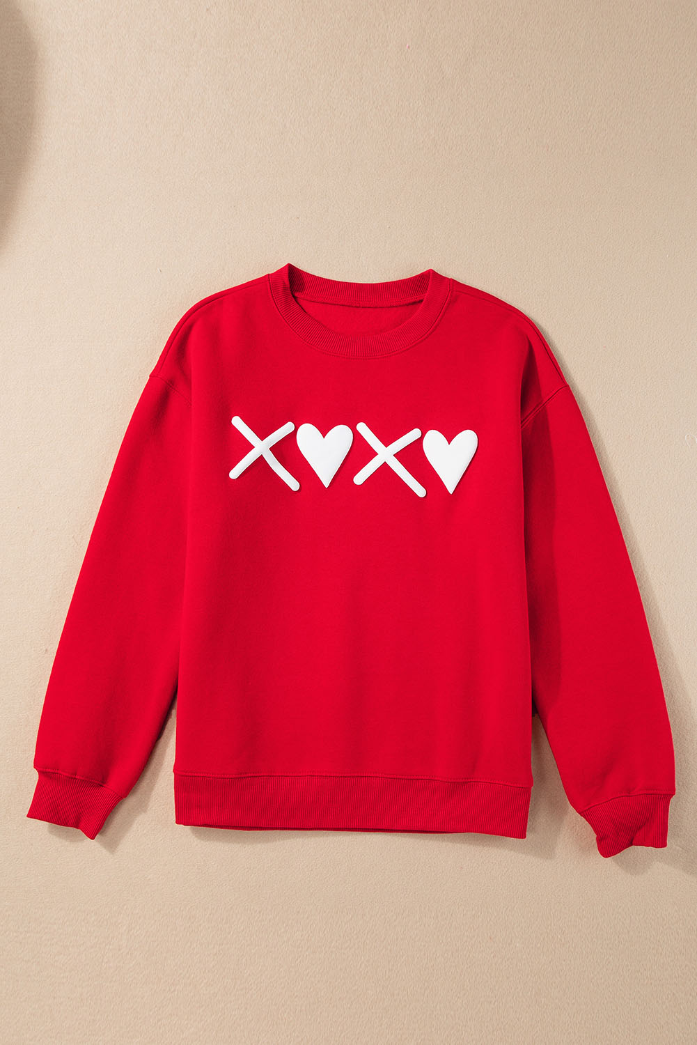 Pink LOVER Puff Print Drop Shoulder Pullover Sweatshirt