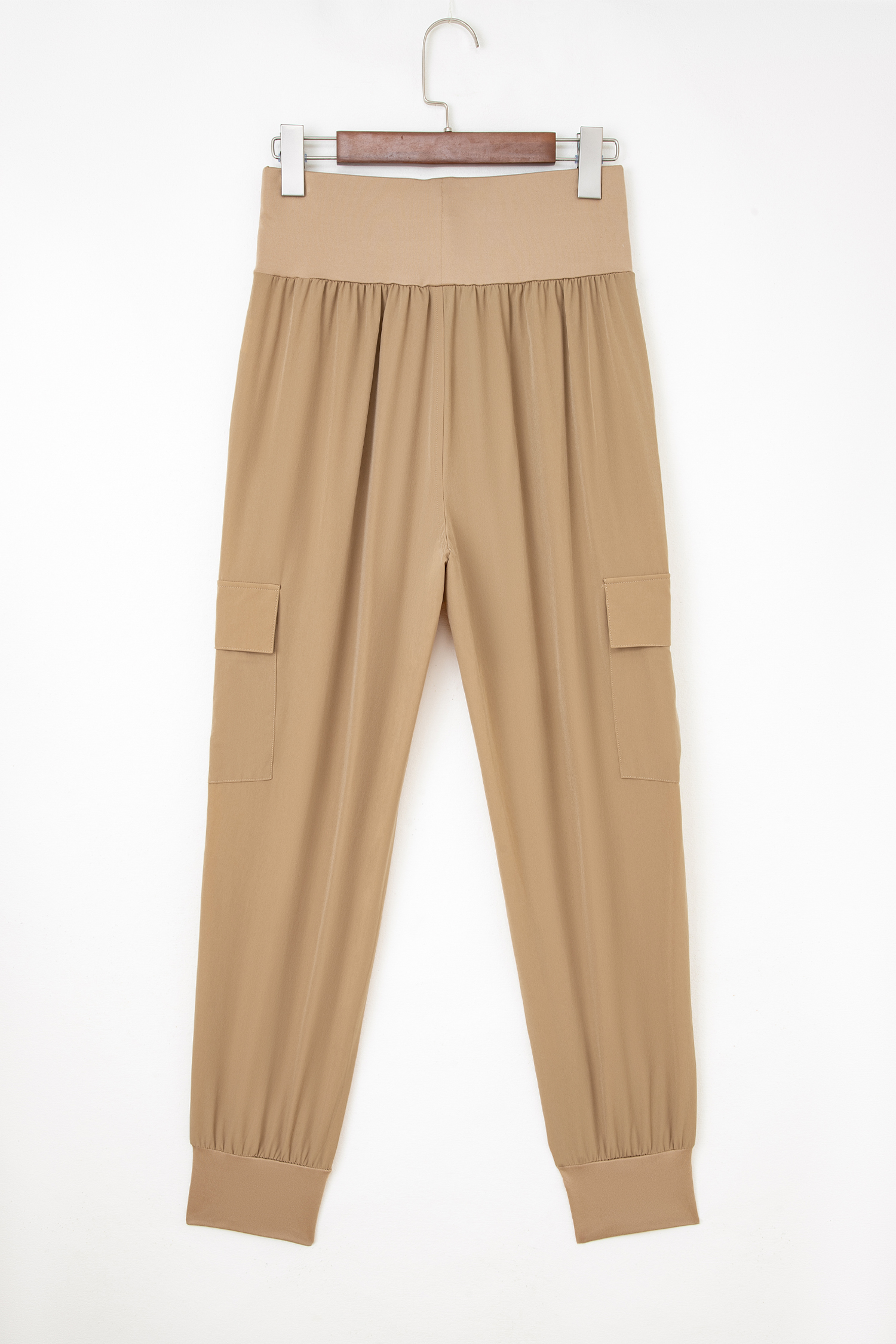 Black Elastic High Waist Pocketed Cargo Jogger Pants