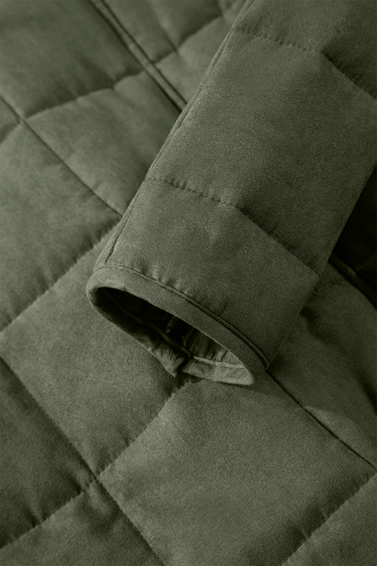 Khaki Zip-Up Pocket Quilted Jacket