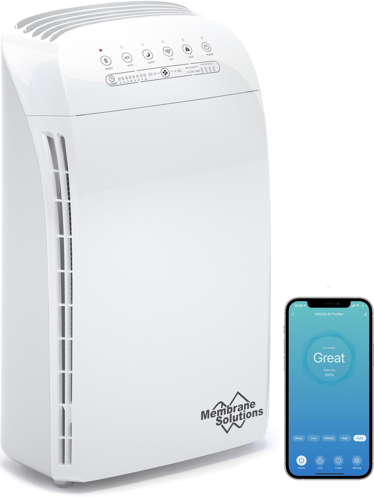 Membrane Solutions MSA3 Air Purifier for Home, Room Up to 1590 sq ft.
