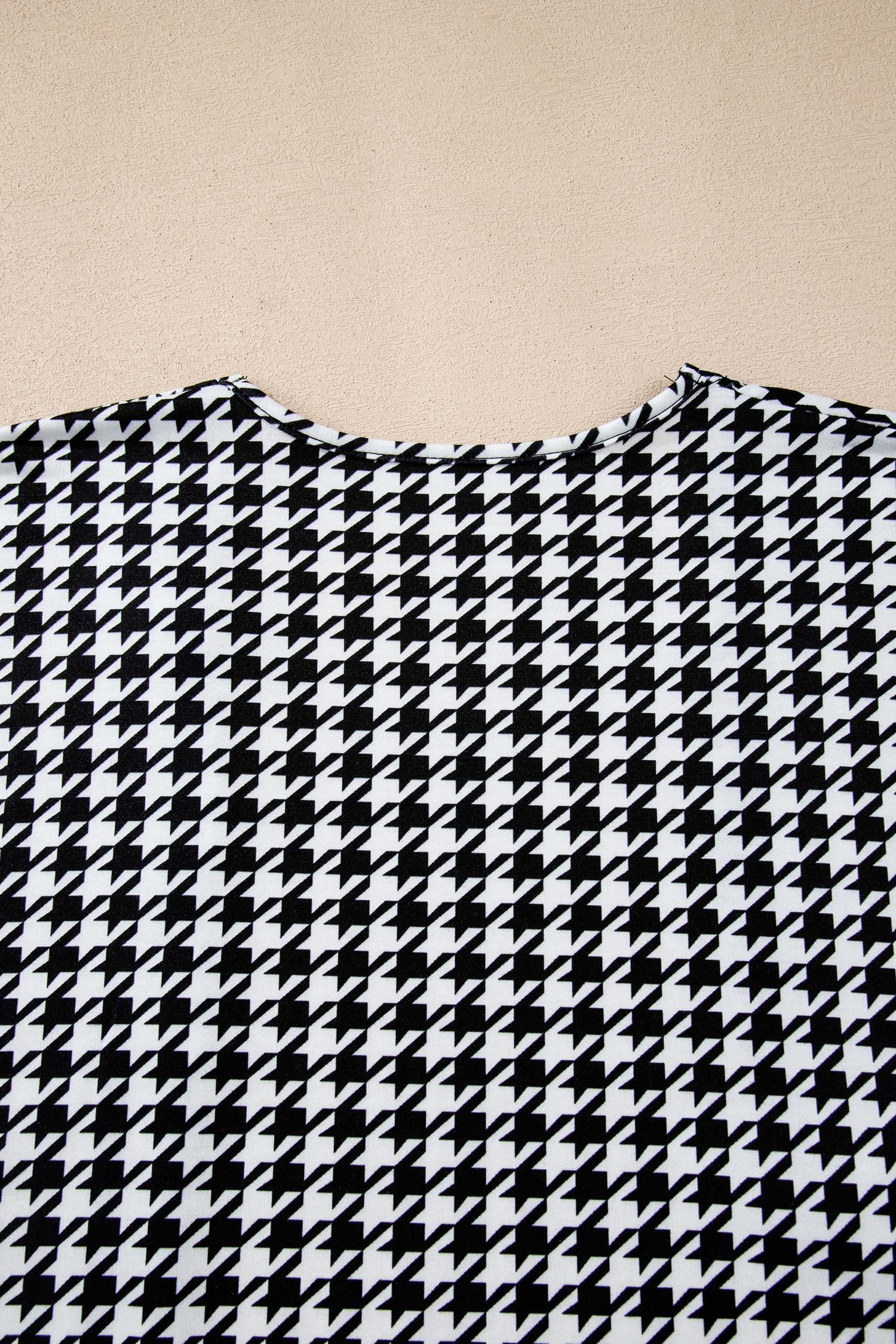 Black Houndstooth Print Open Front Long Dolman Kimonos