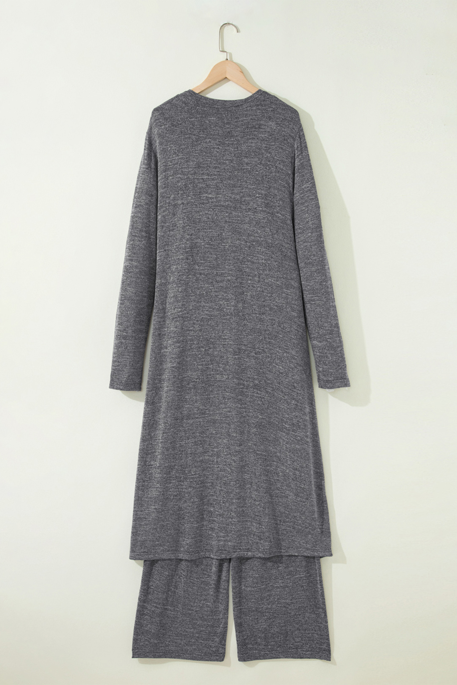 Delicacy 3pcs V Neck T Shirt Ribbon Knot Pants Open Duster 3pcs Lounge Set