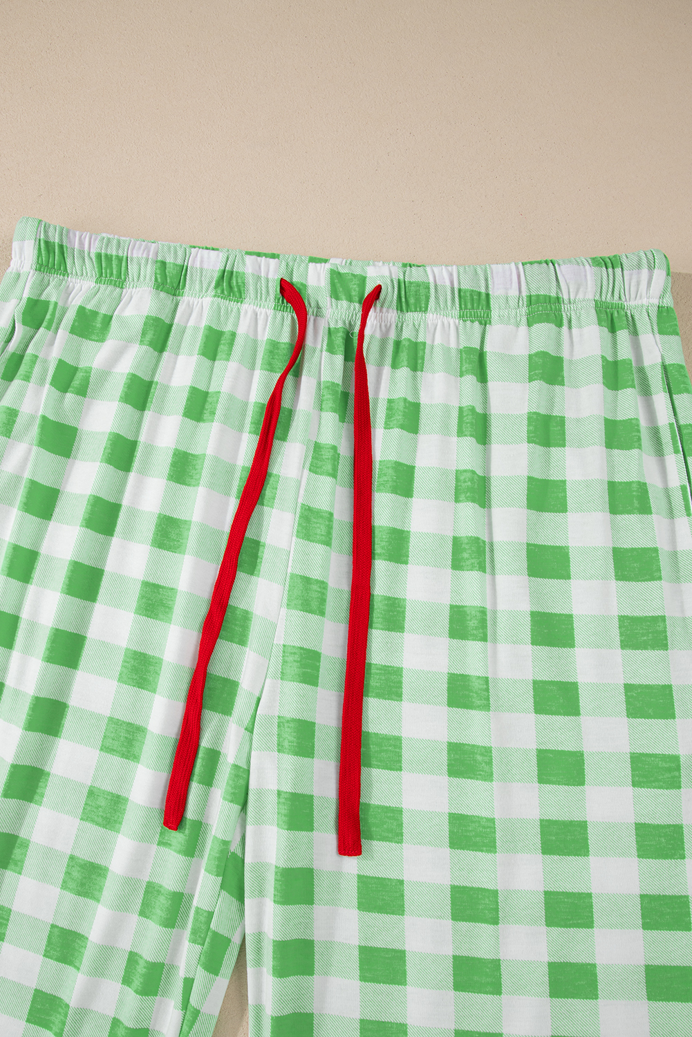 Fiery Red Christmas Plaid Print Shirt and Pants Pajama Set