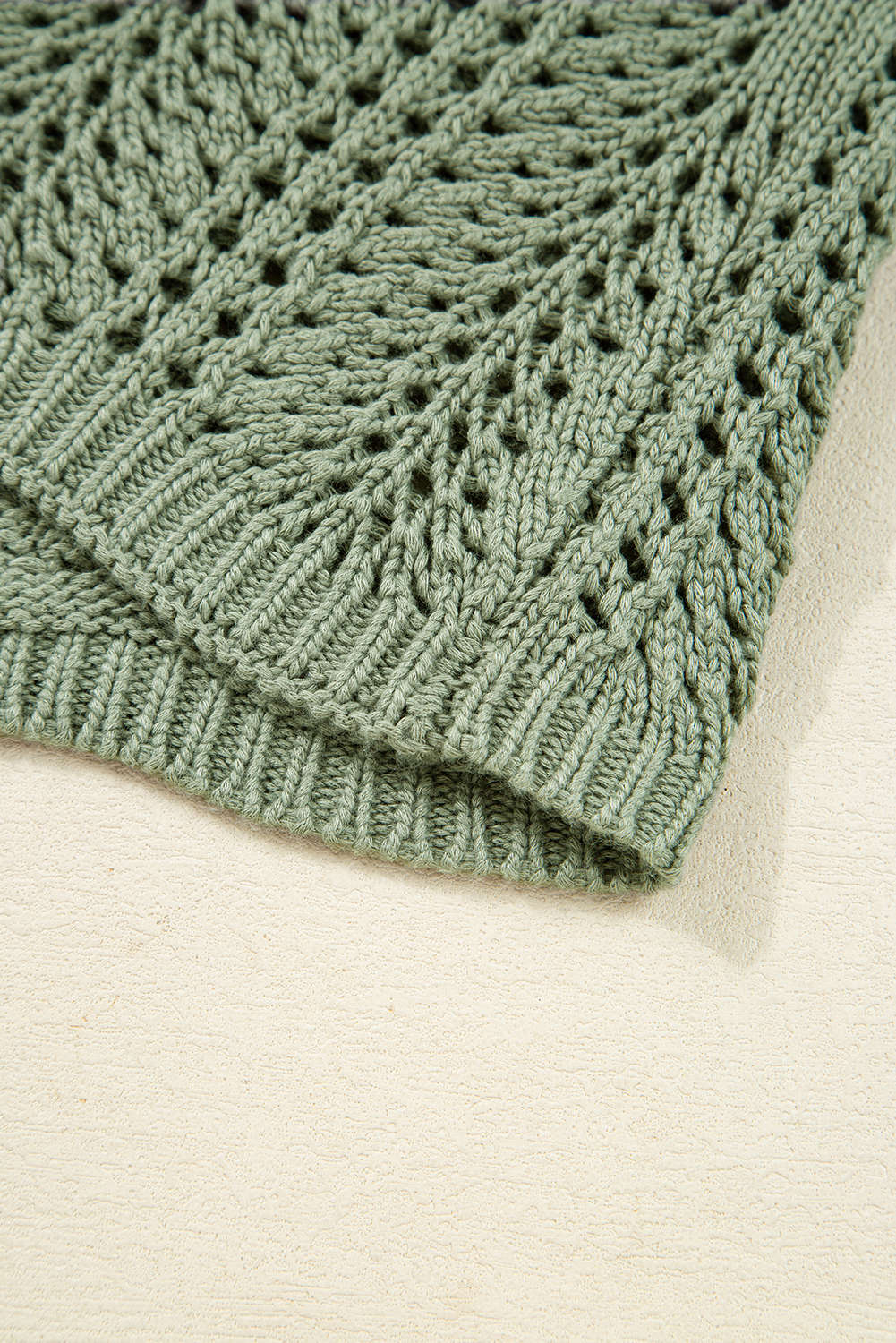 Green Bay Scalloped Edge Eyelet Knit Batwing Sleeve Cardigan
