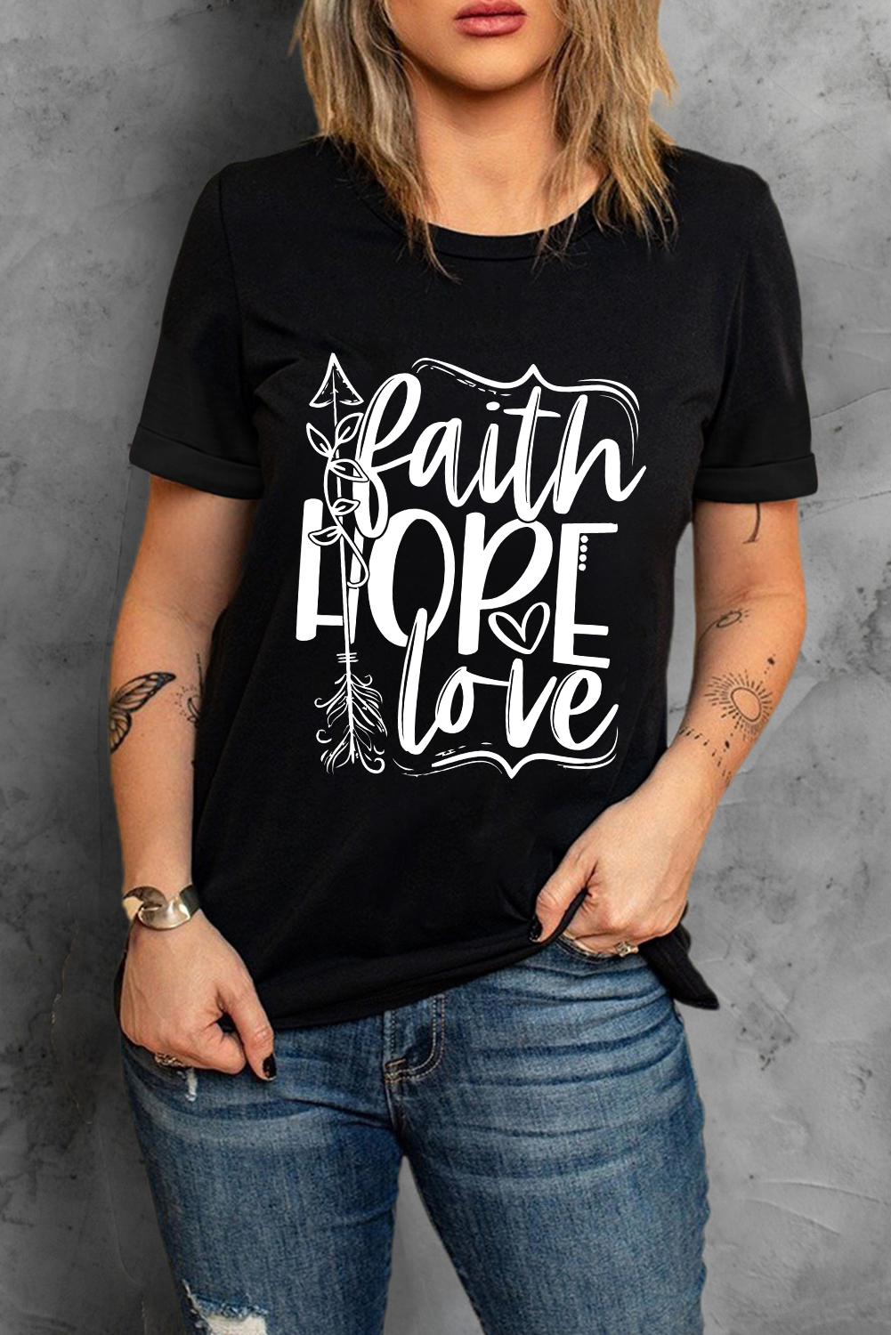 Khaki Valentines Multi Pattern Heart Shape Graphic T Shirt