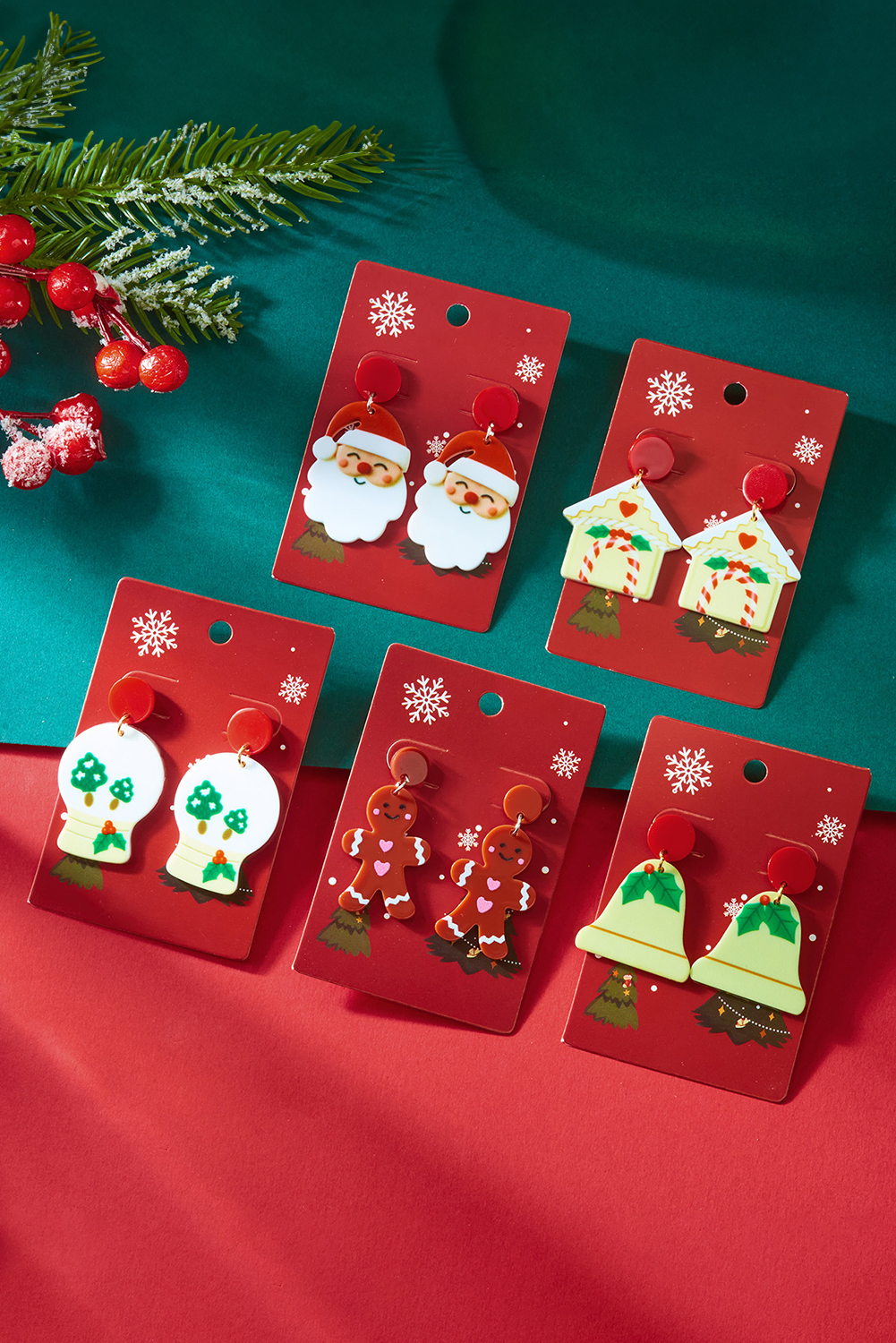 Fiery Red Father Christmas Dangle Earrings