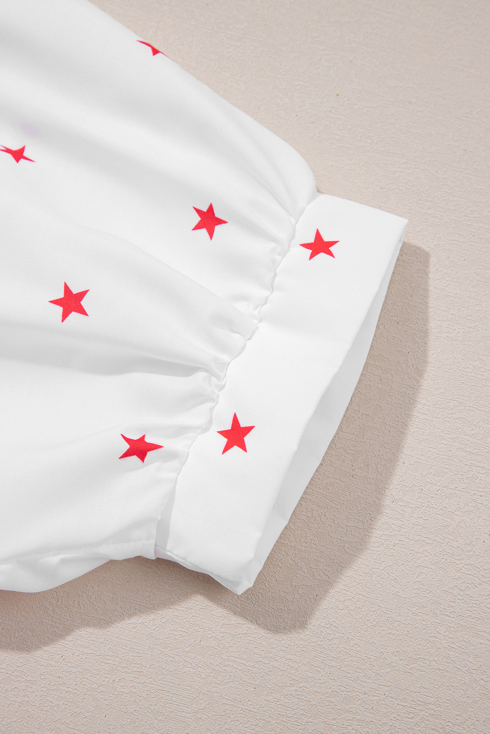 White Little Stars Printed Loose Half Sleeve Loose Shirt