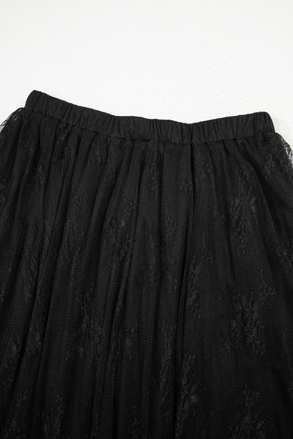 Apricot Lace Cascading Tiered High Waist Maxi Skirt