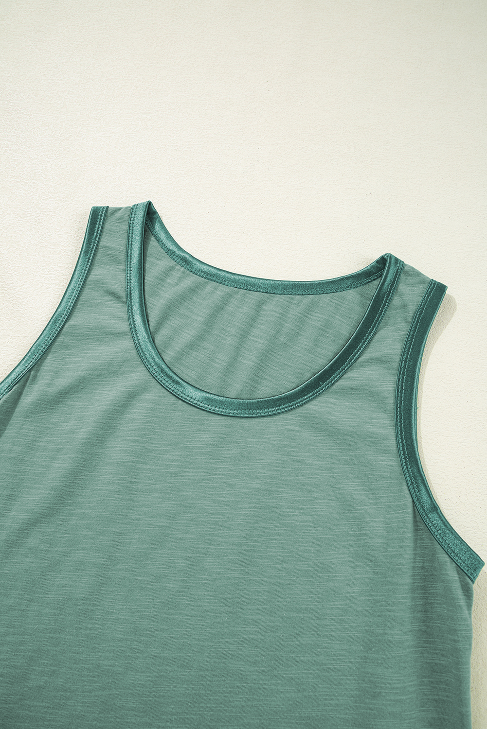 Tan Metallic Sheen Edge Scoop Neck Tank Top