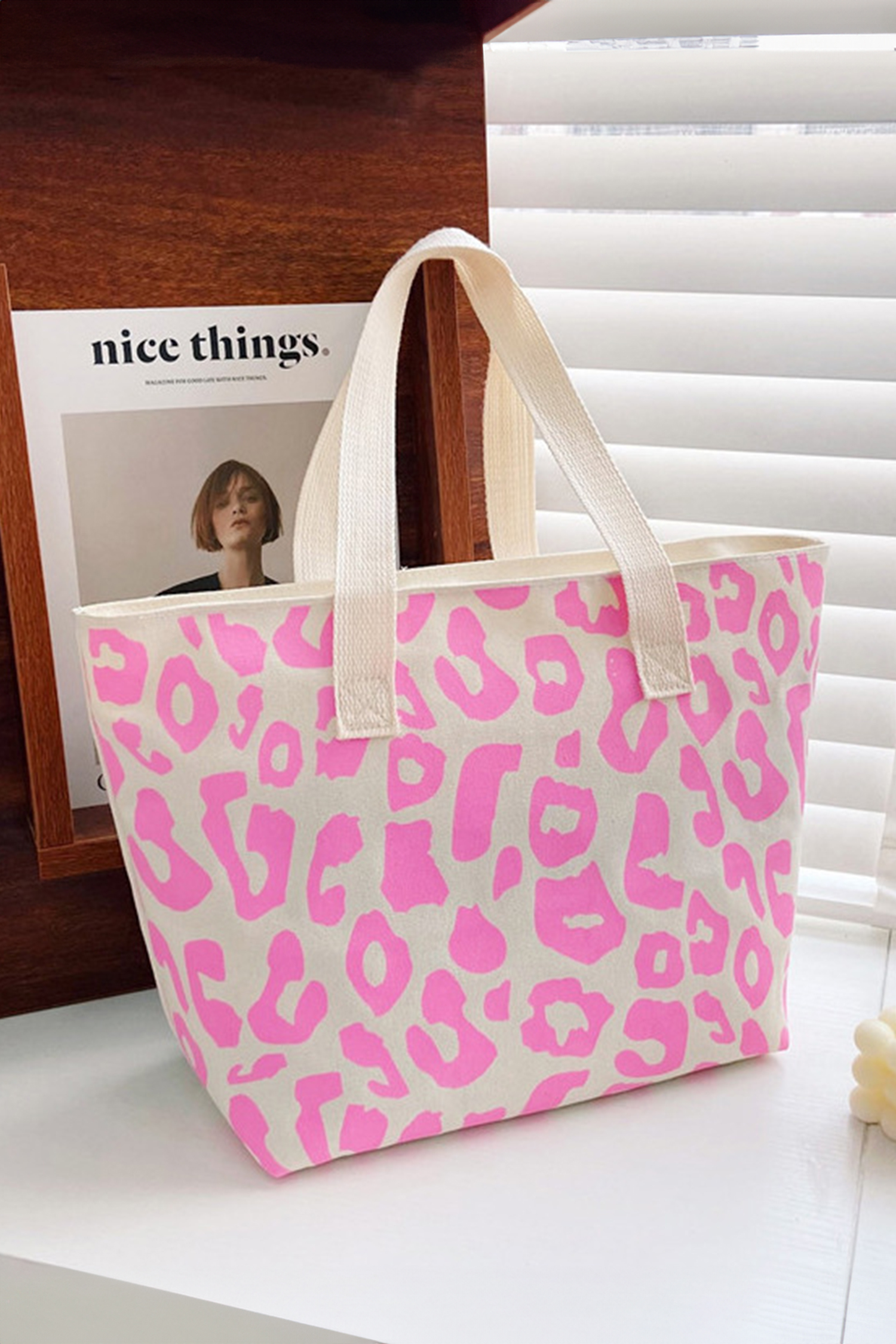 Black Leopard Print Canvas Tote Bag