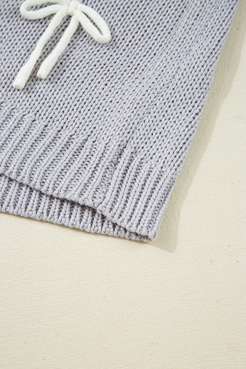 Light Grey Bowknot Applique Cap Sleeve Sweater