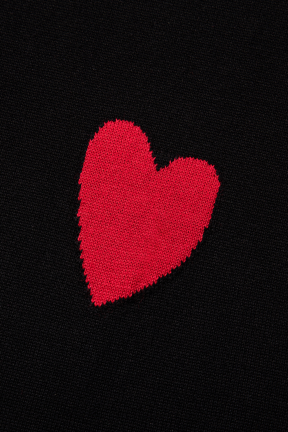 Black white Heart Print Contrast Trim Drop Shoulder Sweater