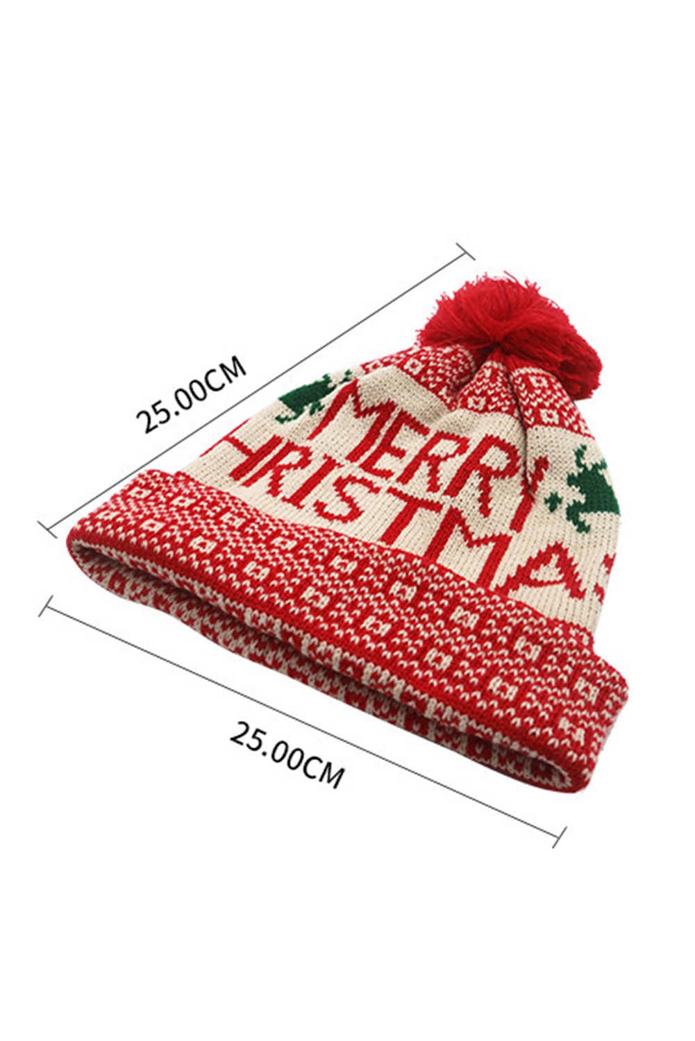 Fiery Red MERRY CHRISTMAS Winter Beanie Hat