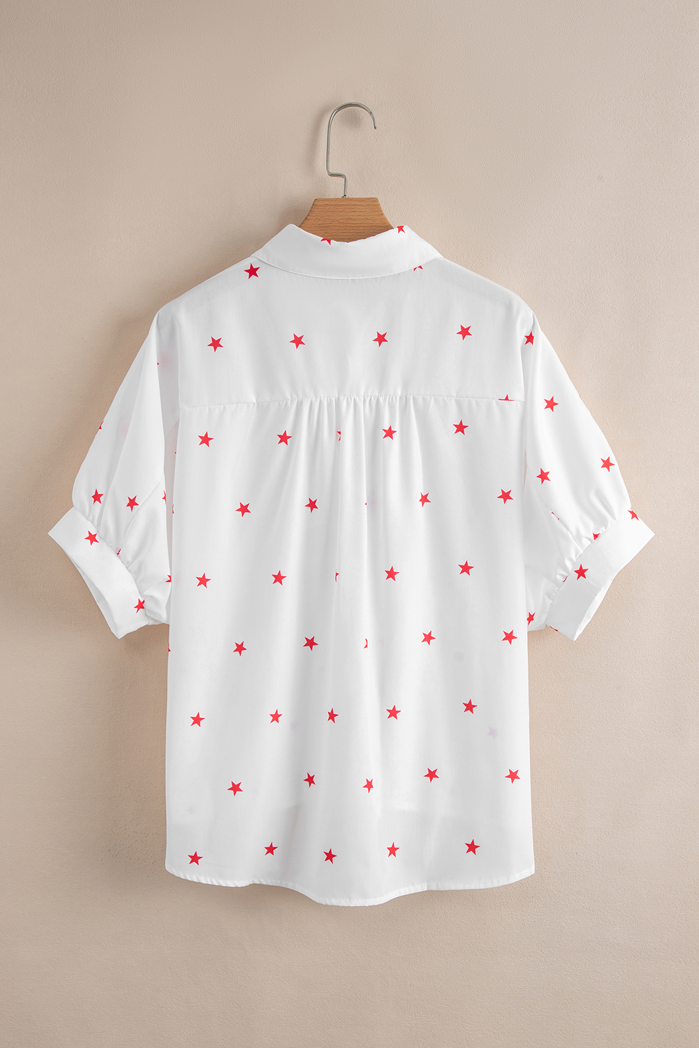 White Little Stars Printed Loose Half Sleeve Loose Shirt