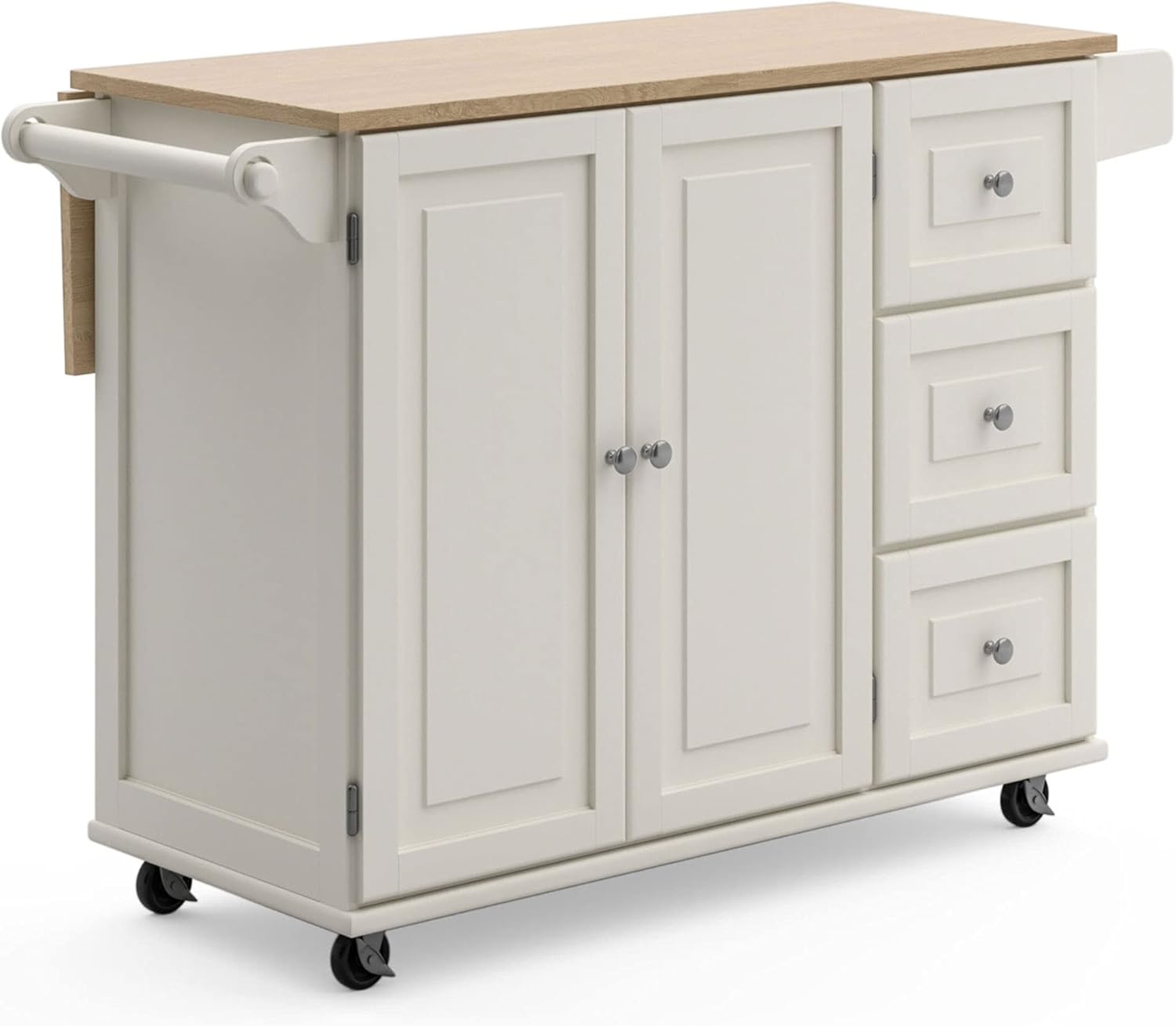 Homestyles Dolly Madison Mobile Kitchen Island Cart, Drop Leaf Breakfast Bar