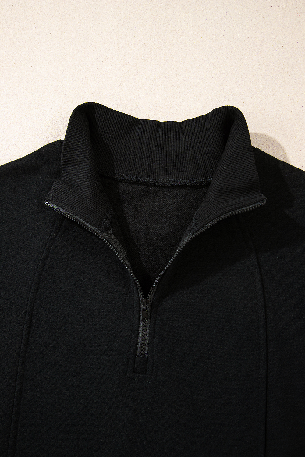 Fushia Zipped Neck Pullover Drop Shoulder Sweatshirt