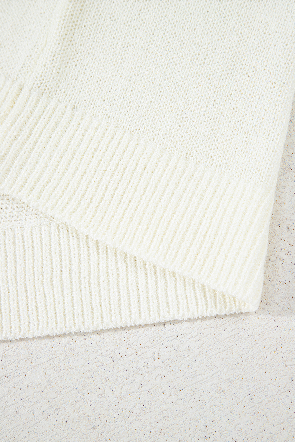 White Striped Pocketed Loose Fit Crewneck Knitted T Shirt