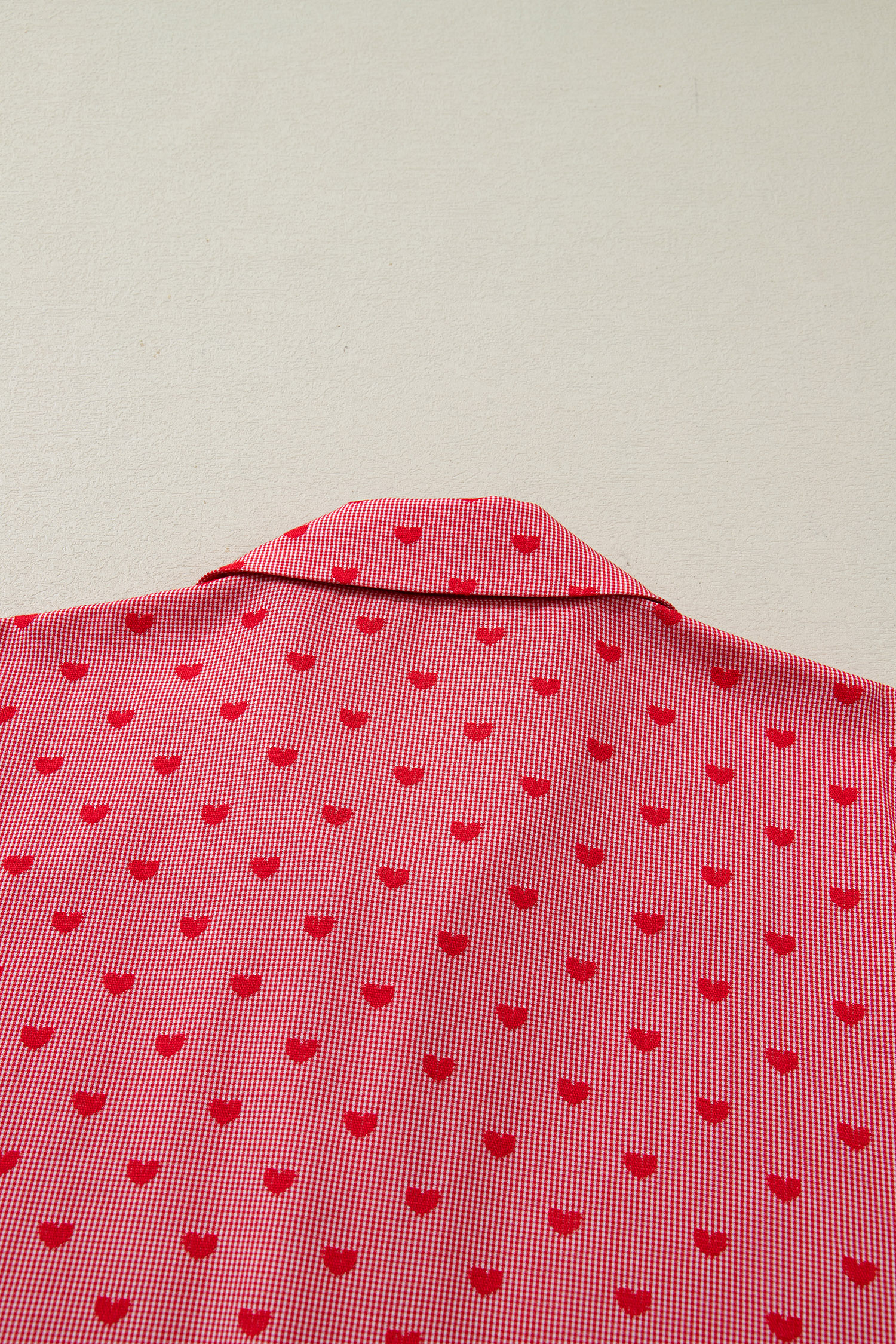 Red Heart Shape Print Half Sleeve Loose Valentine Shirt