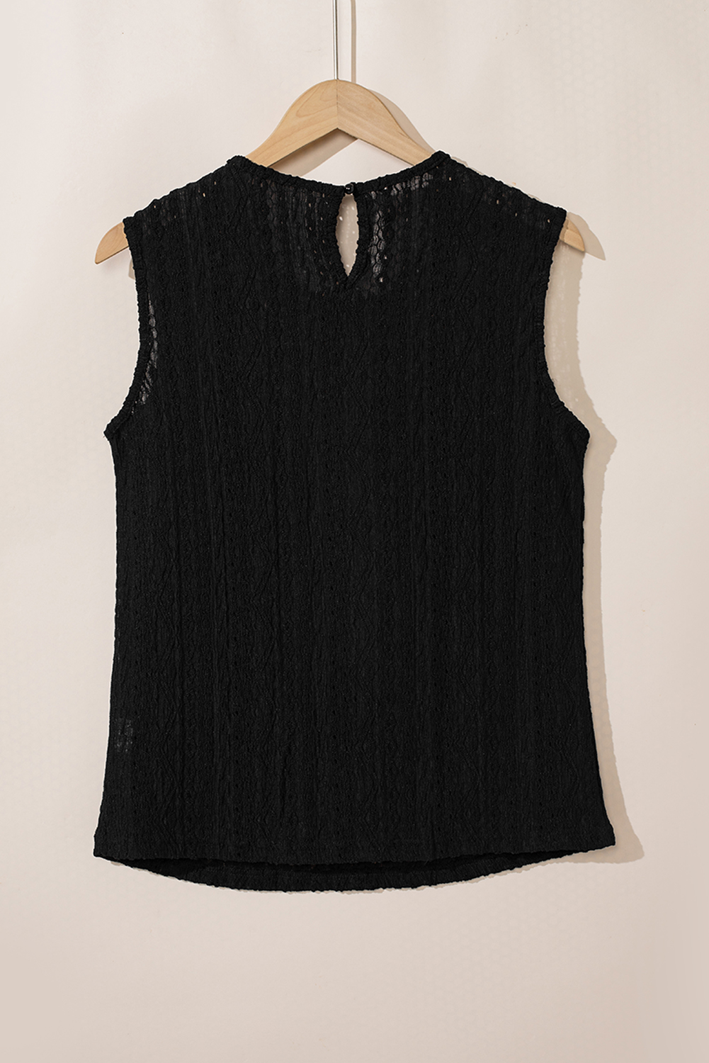Apricot Guipure Lace Crochet Keyhole Back Tank Top