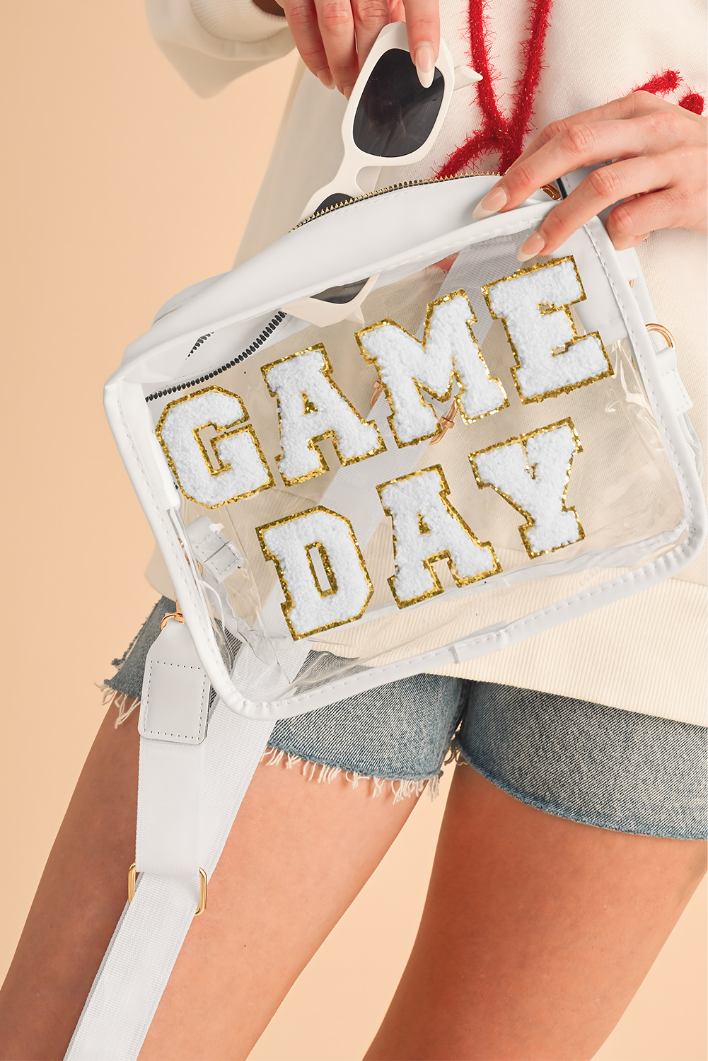 Black GAME DAY Rugby Football Clear Shoulder Bag