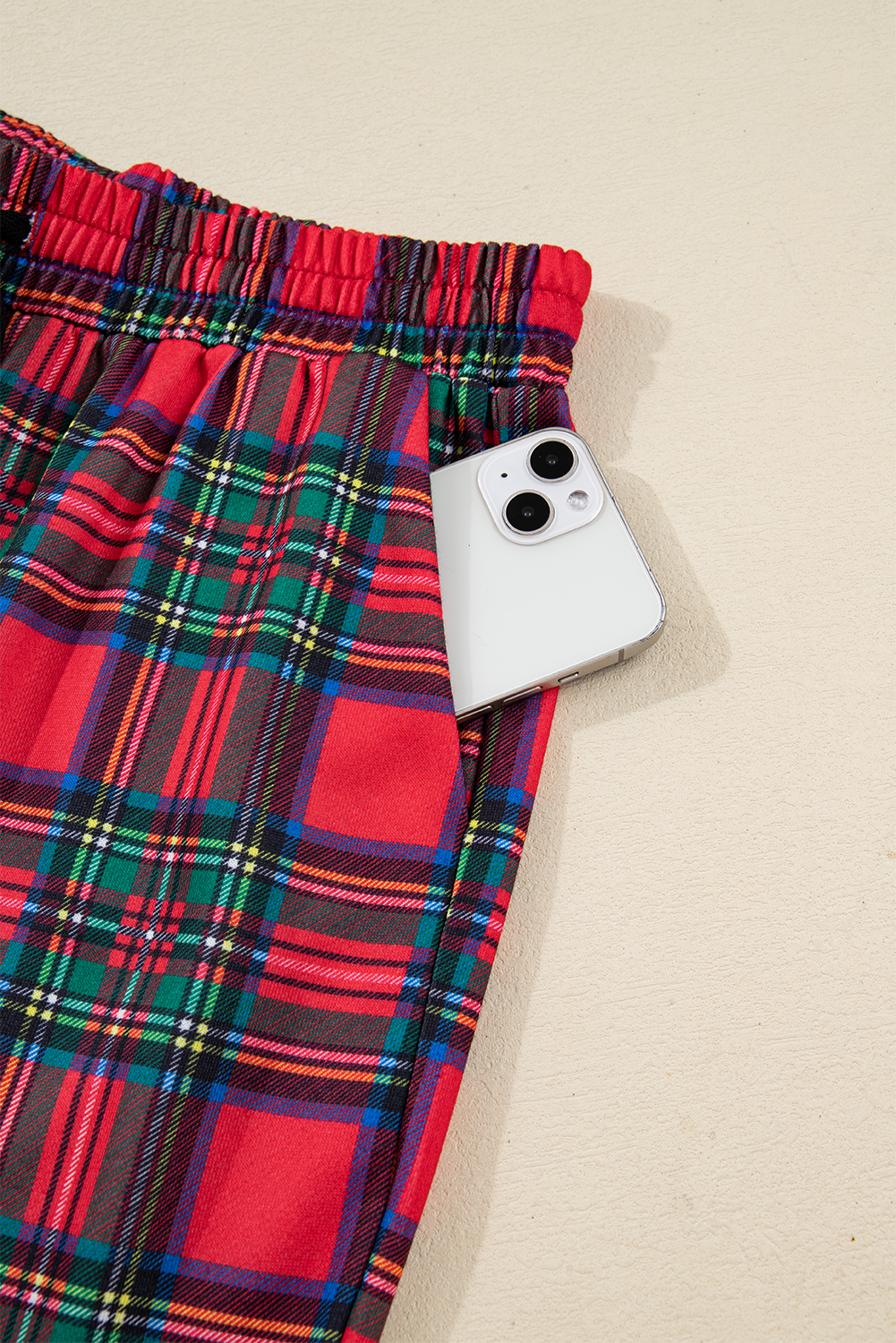 Red Plaid Mama Graphic Christmas Holiday Crewneck Pullover and Pants Two Piece Lounge Set