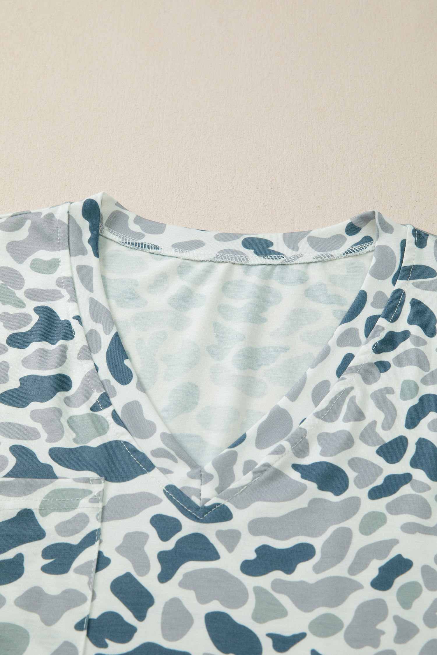 Beige Camo Print Wide Leg Casual Pants