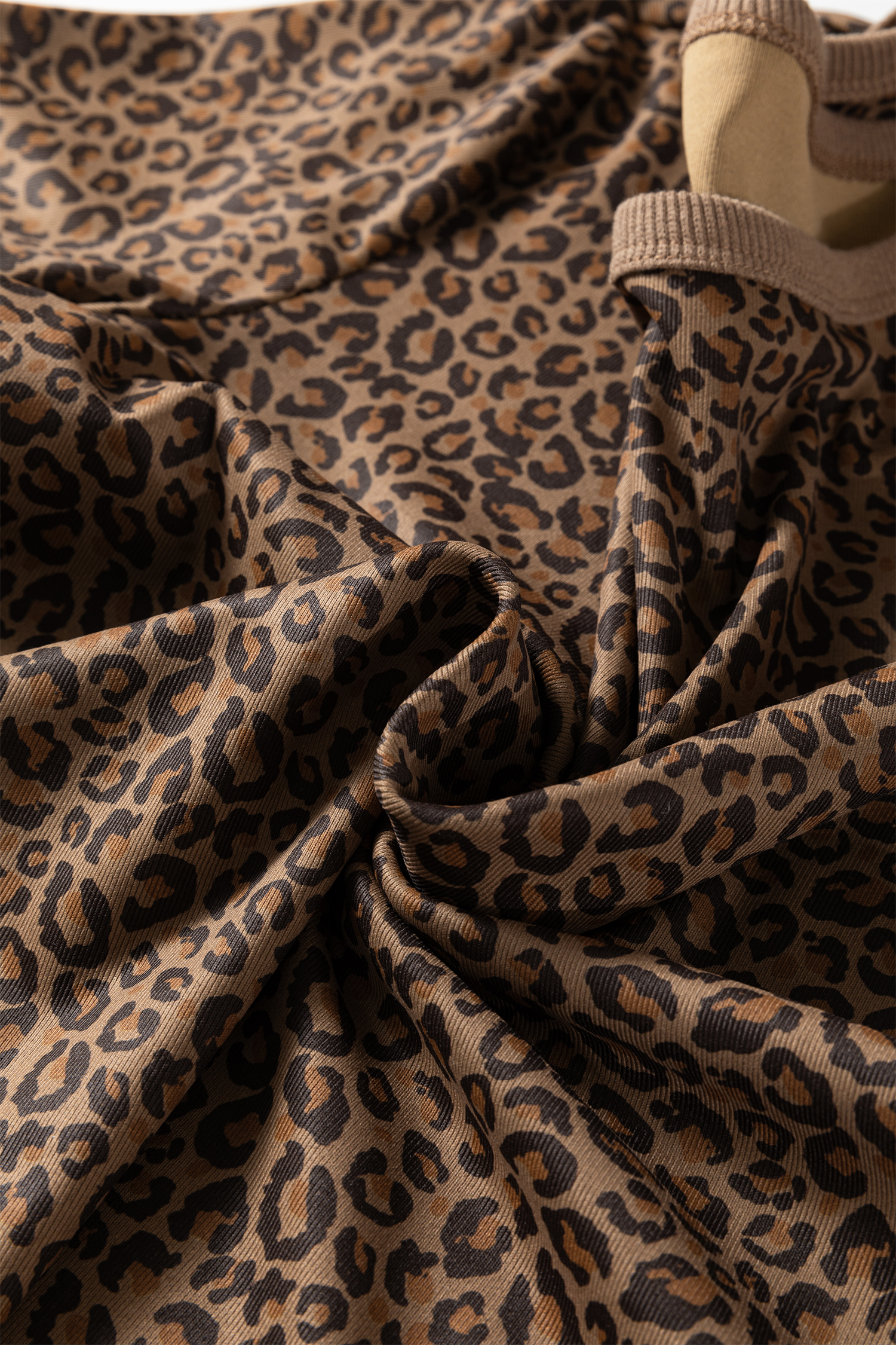 Khaki Fierce Leopard Crew Neck T Shirt
